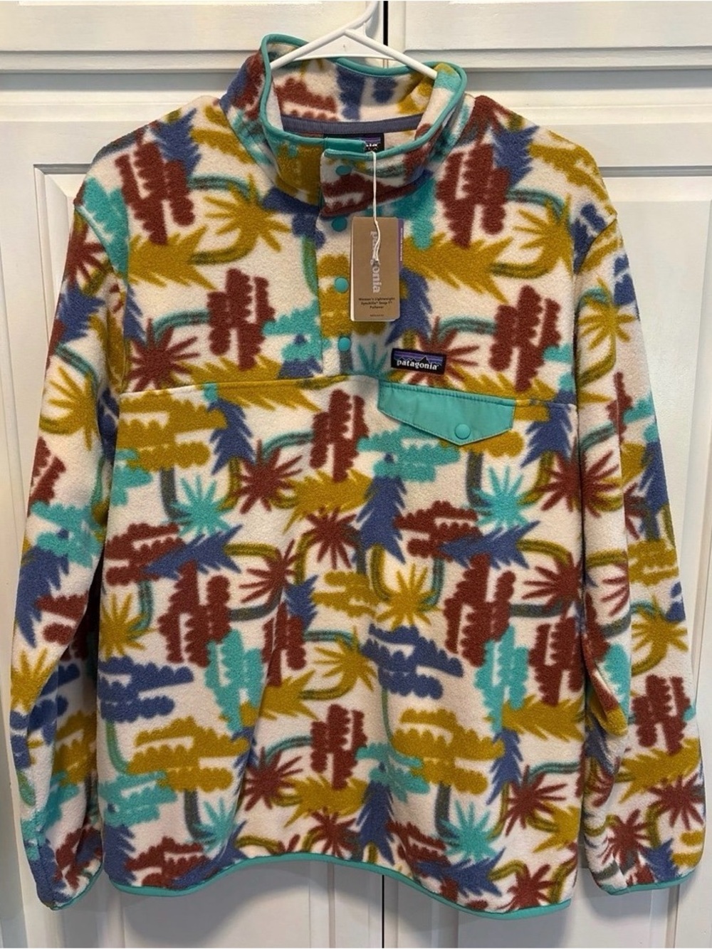 Patagonia women’s Fleece Synchilla Pullover Snap-T Jacket Palm Tree - Large